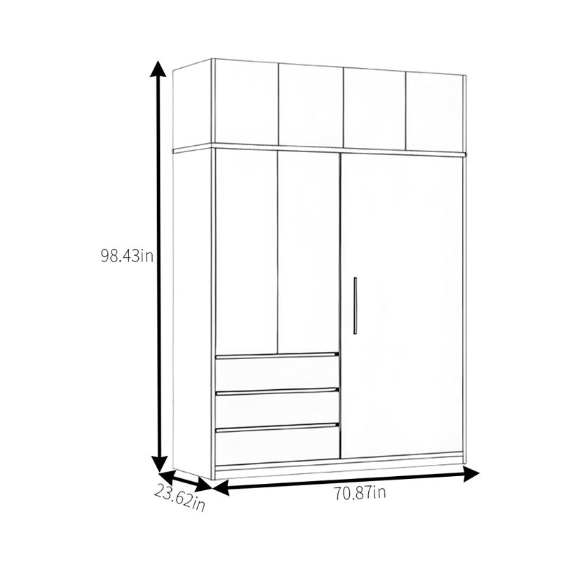 Simple Classic Wardrobe, 98.43" H x 70.87" W x 23.62" D
