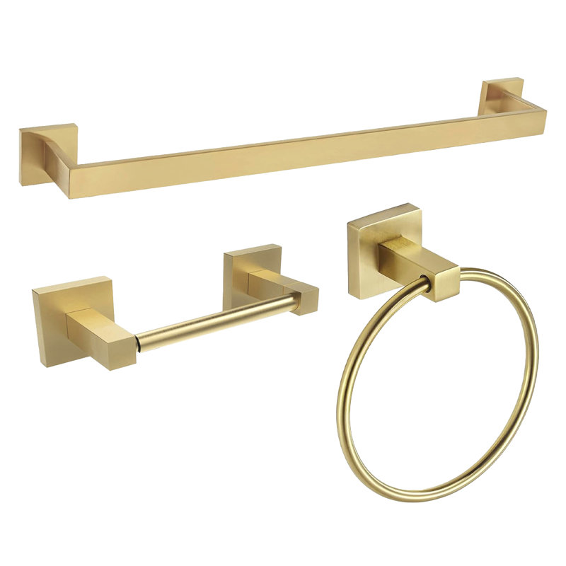 3-Piece Bath Hardware Set Bathroom Accessories Set With Towel Bar, Towel Ring, Toilet Paper Holder In Brushed Nickel