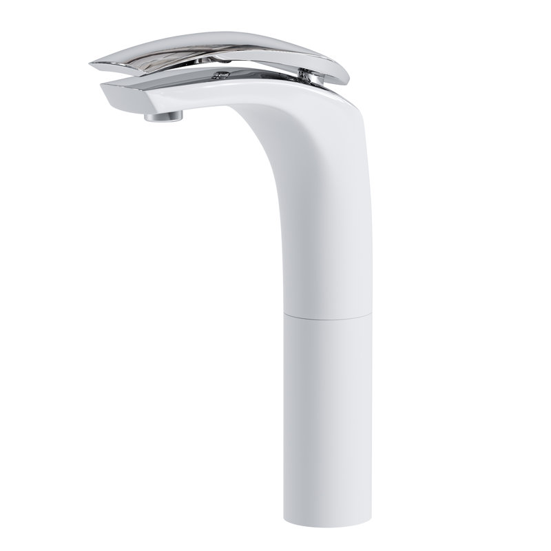 Vessel Sink Faucet Single-handle Bathroom Faucet, Chrome/White