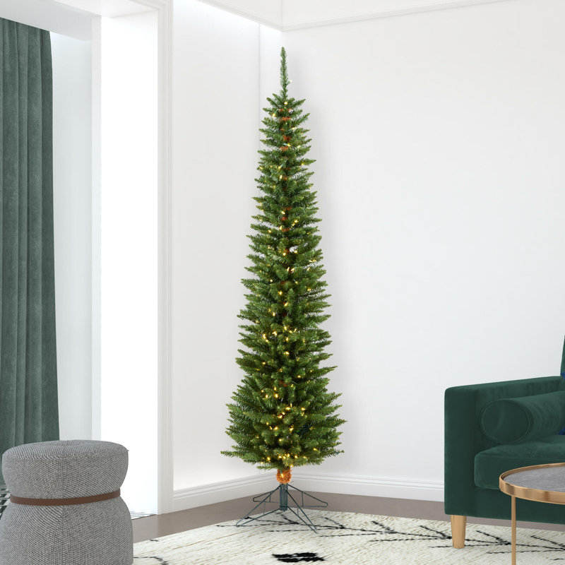 Durham Pole Pine 7.5' H Lighted Artificial Pine Christmas Tree