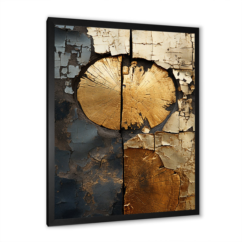 Abstrait gracieux charme des bois IV - Art mural abstrait grand, Cadre simple noir, H 32 po x l 24 po x P 1 po