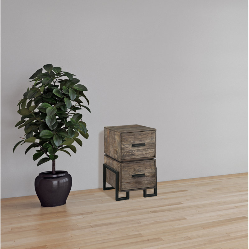 Industrial Black and Brown 2-Drawer Vertical Filing Cabinet