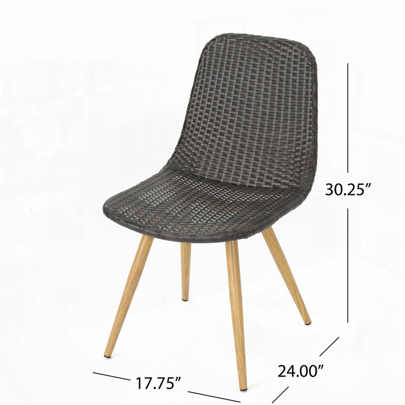 Chaise d'appoint d'extérieur en rotin d'osier, Brun multi / bois