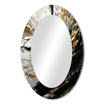 Imminent Bliss Bold Textured Gold and Black II - Gold Oval Wall Mirror Decor