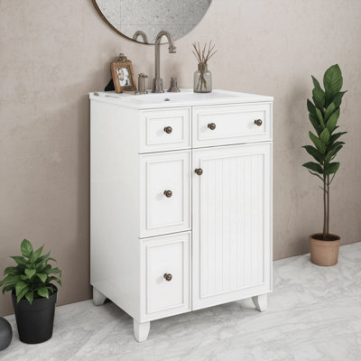 Meuble-lavabo 24 po avec lavabo en porcelaine, 2 tiroirs et 1 porte
