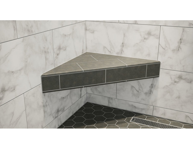 18in. × 18in. × 4in. The Original Floating Corner Shower Bench Kit® with Wedi® Building Boards by Original Granite Bracket®