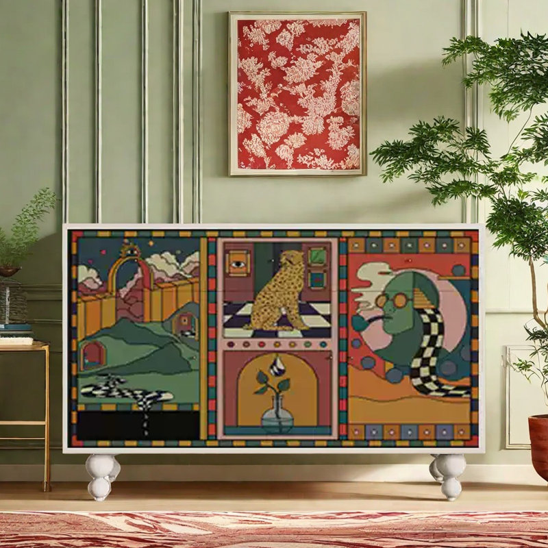 Buffet Modern, Blanc / multicolore