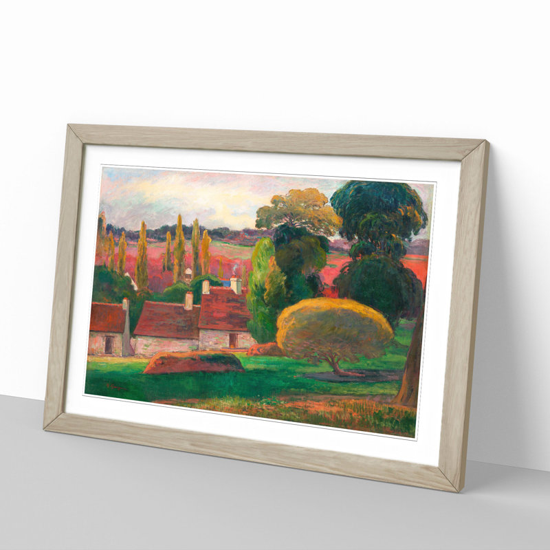 A Farm in Brittany by Paul Gauguin - Picture Frame Painting, Oak Framed, 27cm H x 36cm W x 2cm D