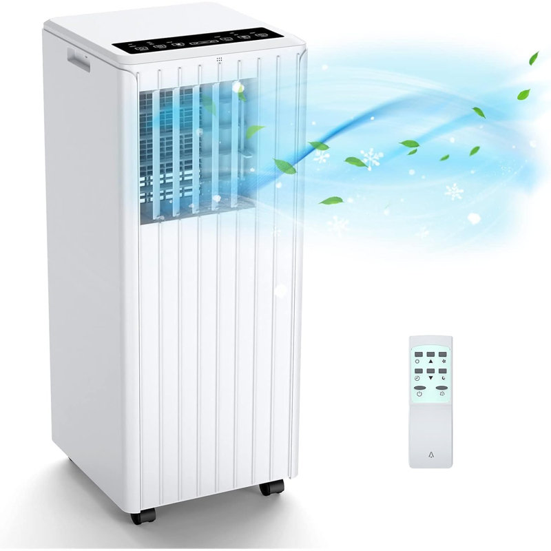 7000 BTU Portable 3-in-1 Air Conditioner, Cooling Dehumidifier Fan, 3 Speeds 24H Timer Remote Window Kit, Energy Class A for Rooms, White