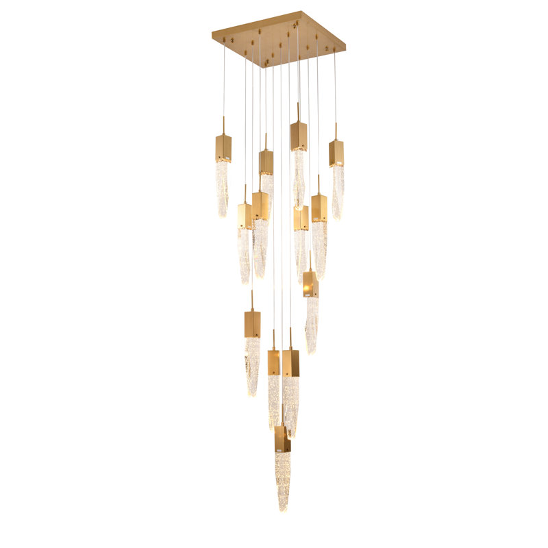 Lustre suspendu en cristal 13 lumières Transitional, Doré