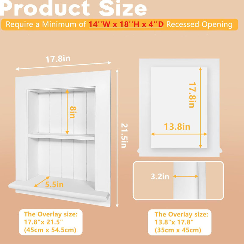 Armoire à pharmacie encastrée en bois massif 2 niveaux / 3 niveaux - Rangement mural blanc pour salle de bain et cuisine