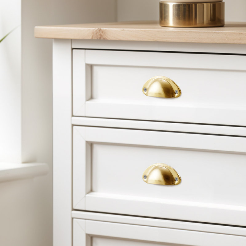2Pcs Shell Cup Furniture Handles, Gold