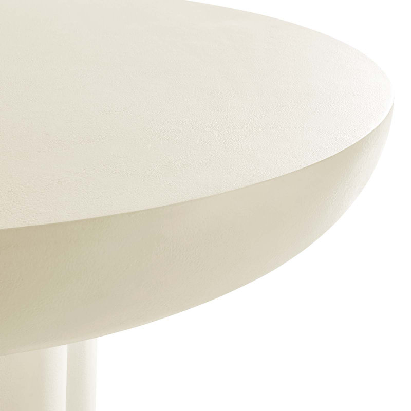 Caspian 40" White Round Concrete Dining Table with Pedestal Base