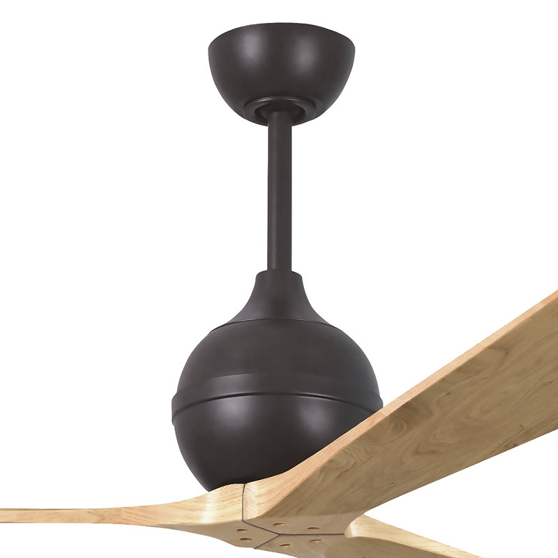 60" Irene Paddle 3 Blade Ceiling Fan, 60", Textured Bronze, Light Maple Tone