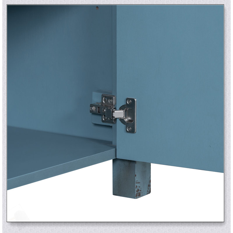 Meuble-lavabo bleu rétro de 36 pouces avec lavabo en céramique et rangement spacieux, parfait pour les salles de bain modernes et transitionnelles