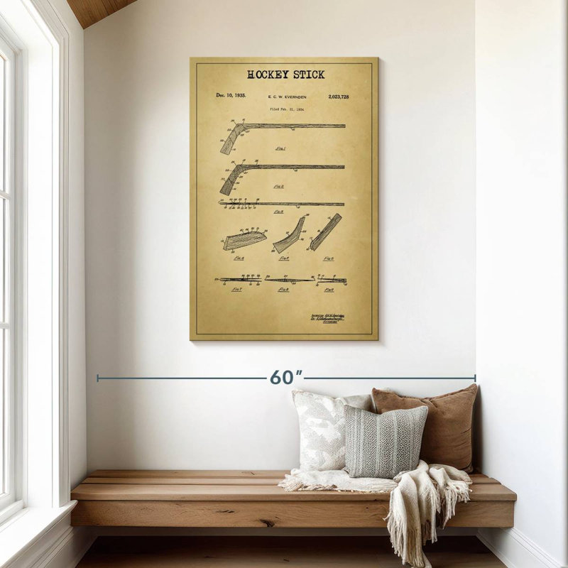 «Hockey Stick», reproduction de brevet sur toile, L 45 po x H 30 po