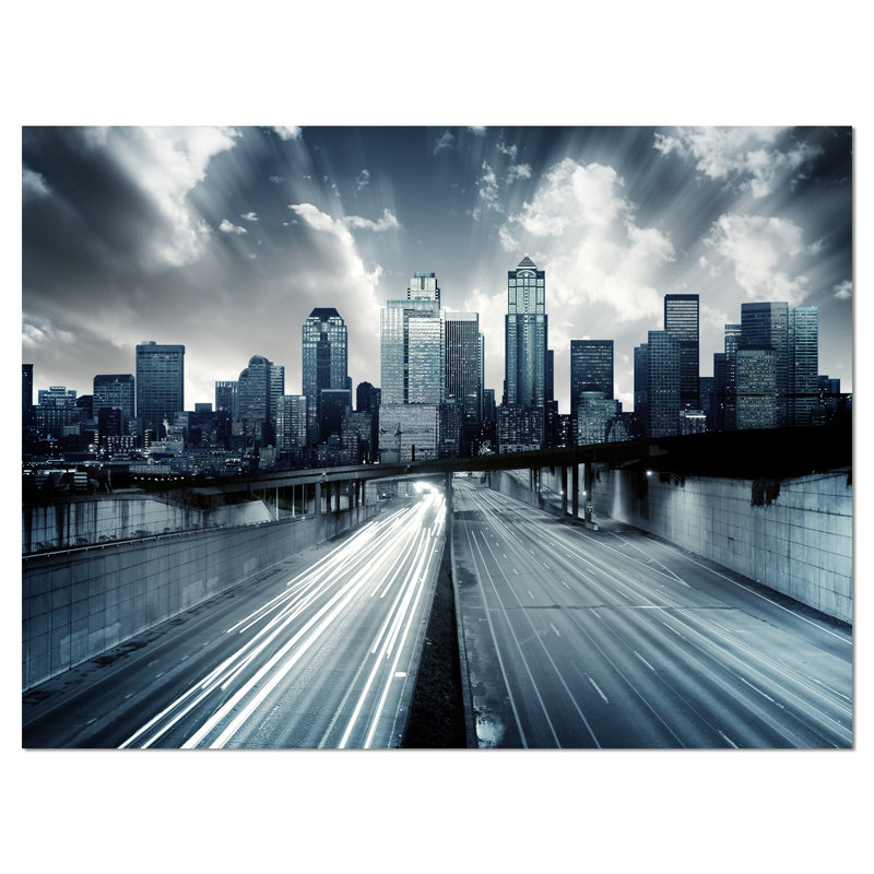 City with Blue Tint Cityscape, reproduction de photo sur toile tendue, H 30 po x l 40 po x P 1 po
