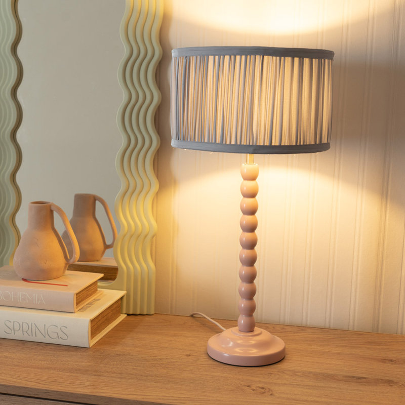 Rosino Wood Table Lamp, Blue, No, Pink