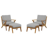 Hatteras Solid Wood Patio Chairs with Cushions and Ottomans