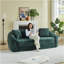 Canapé inclinable convertible incurvé de 87 pouces, canapé-lit 2 en 1 escamotable, avec base coulissante et siège profond, comprend deux coussins, fauteuil inclinable en chenille, aucun assemblage requis, vert