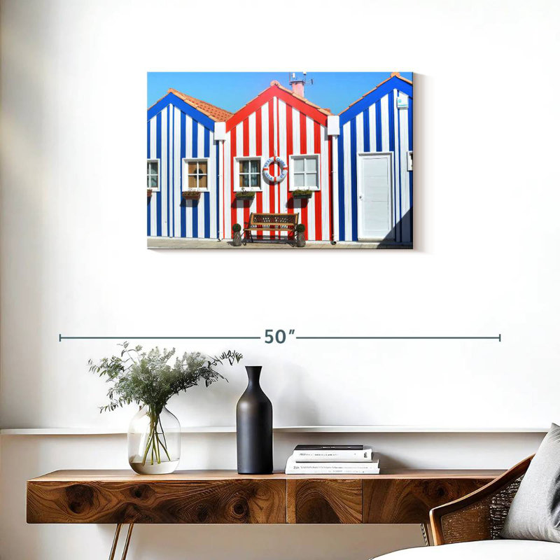 Lilie Striped Beach Huts, 20" H x 30" W