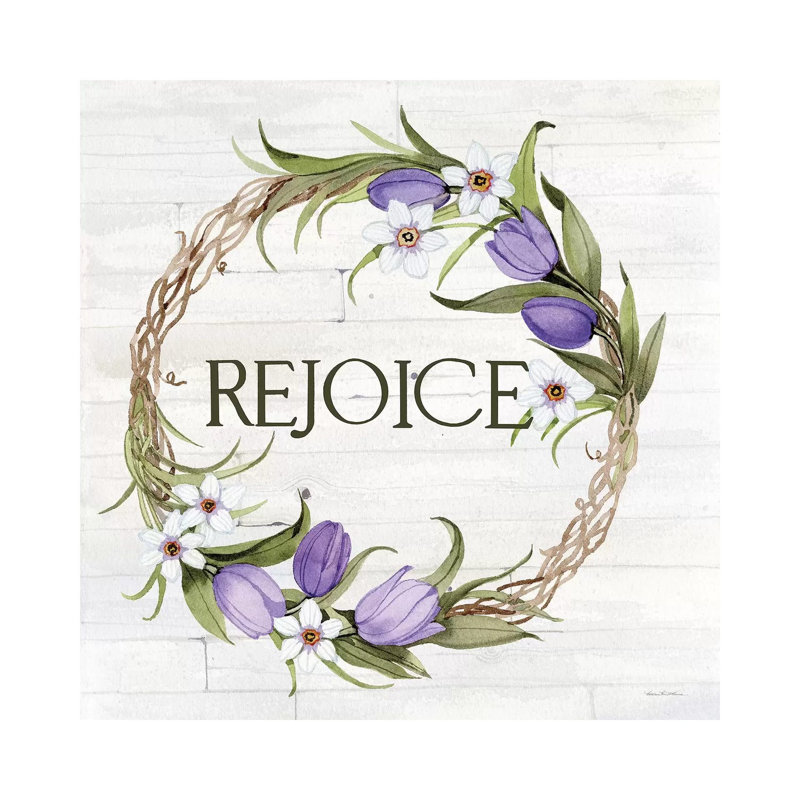 Wreath with Words I V2 by Kathleen Parr McKenna - 1 Piece Wall Art on Canvas, 66.04 cm H x 66.04 cm W x 1.91 cm D