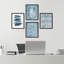 Coups de peinture de feuille de palmier bleu jungle - ensemble de 4 reproductions de cadres photo simples-97762715-97762714