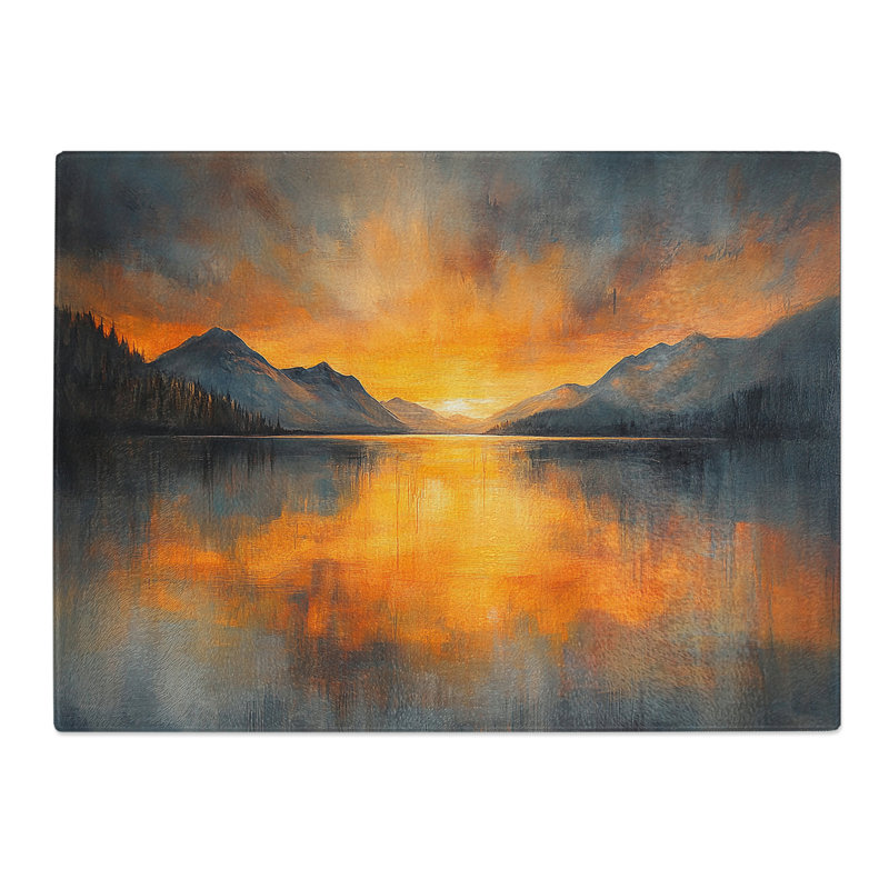 Lake Artwork  Glass Chopping Board