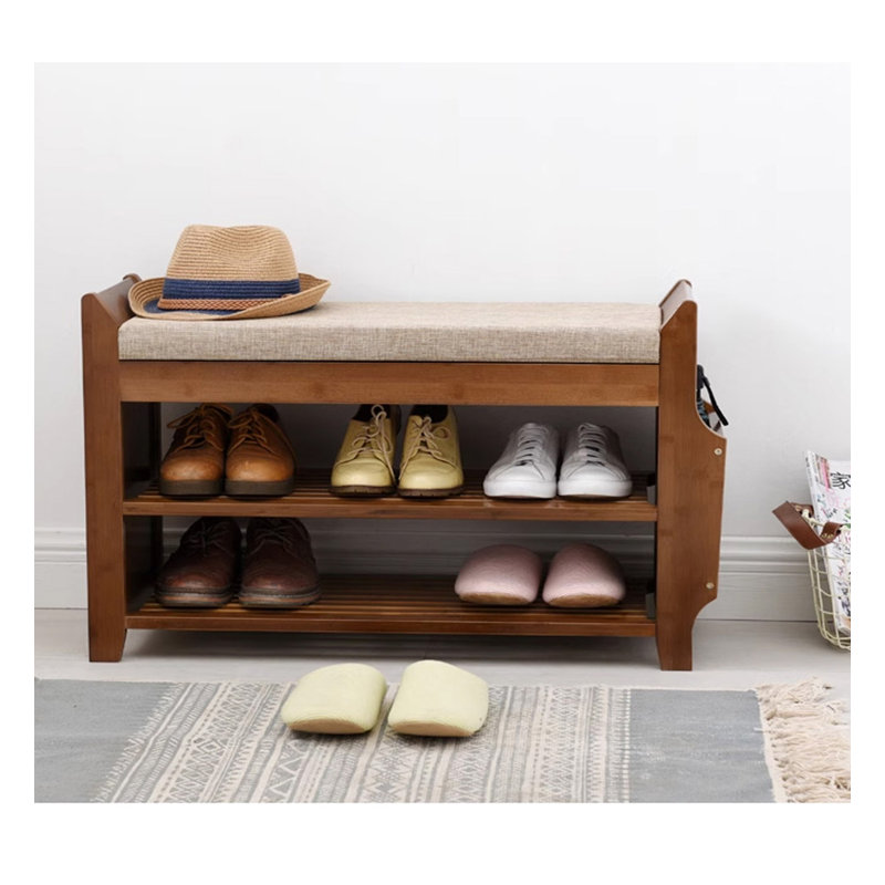 Range-chaussures en bambou avec tiroirs et tablettes, H 19,49 po x l 30,91 po x P 11,61 po