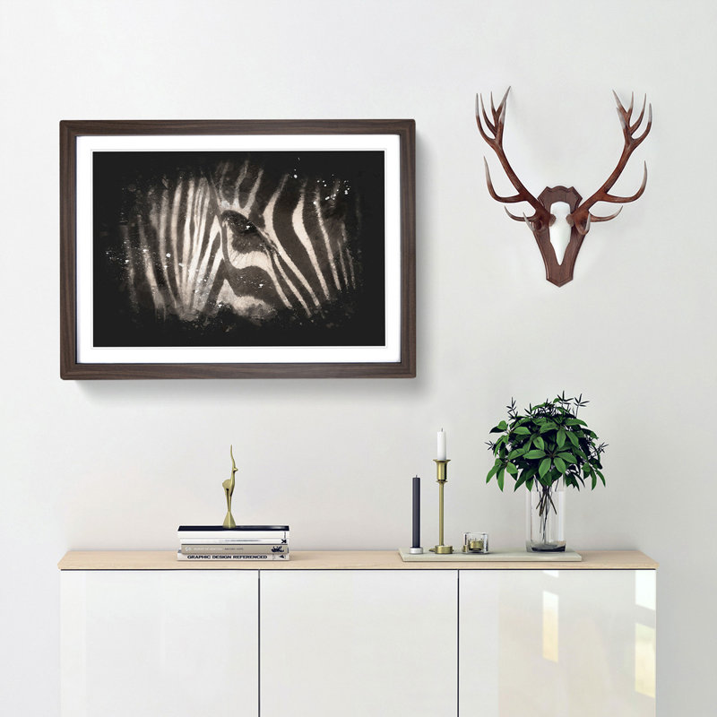 Eye Of The Zebra Paint Splash - Framed Print, Walnut Framed, 62cm H x 87cm W x 2cm D