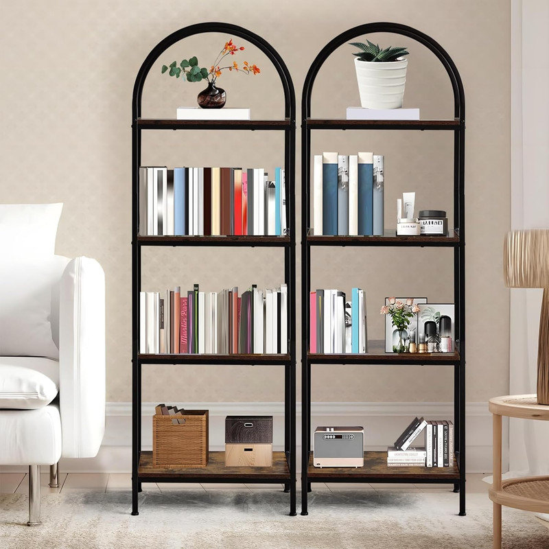 60cm W Metal Standard Bookcase, Brown, (4 Shelves) 182.9cm H x 60cm W x 30cm D