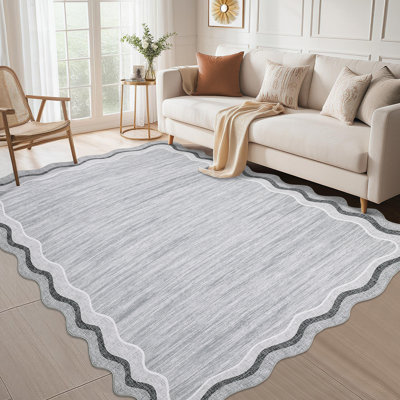 Tapis lavable à la machine avec bordure en caoutchouc pour le salon Tapis de salle à manger moderne antidérapant