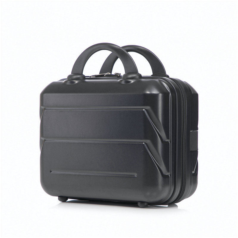 14 "/ 20" 2 pièces / ensemble dans un bagage à roulettes en ABS, avec serrure à combinaison, étui à cosmétiques 14 "(noir)