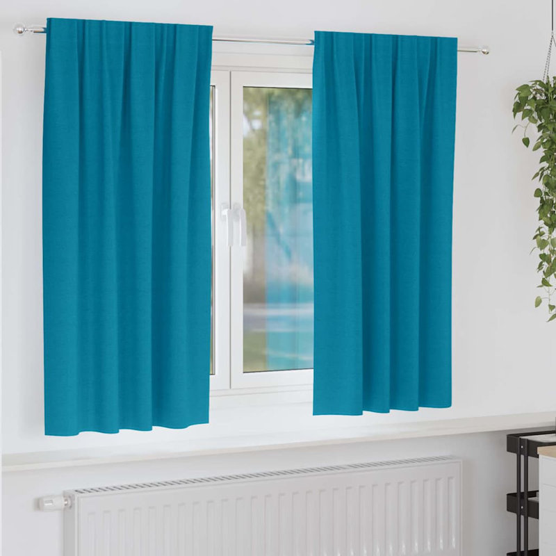 Blackout Curtain Pair, Turquoise, 175cm Width x 140cm Drop