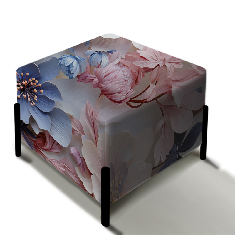 Romantiques fleurs à motif floral - repose-pieds carré floral