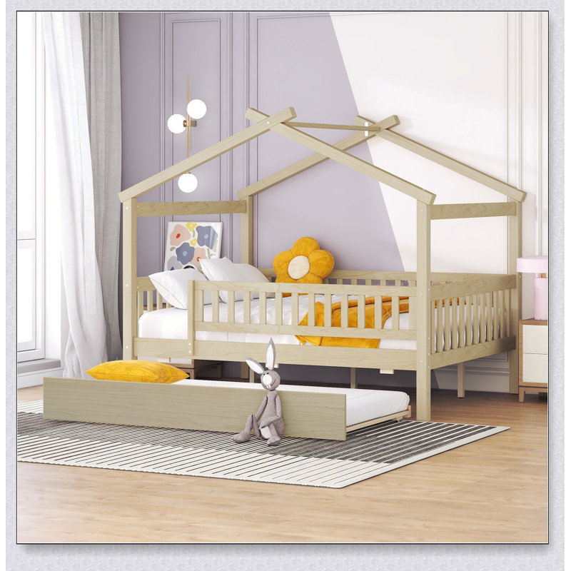 Lit gigogne en bois, Naturel