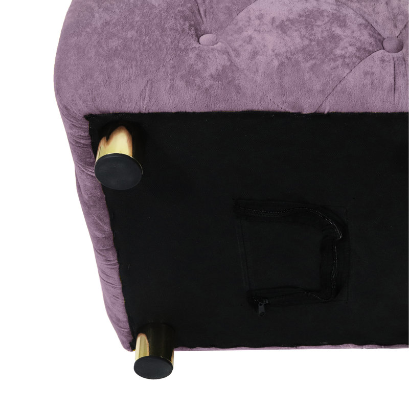 Tabouret de pieds de rangement en velours mauve - Bois, table d'appoint fonctionnelle et élégante, Purple