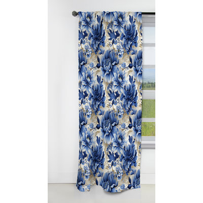 White And Blue Damask Breeze IV - Damask Curtain - Blackout Damask Curtain - 1 Panels