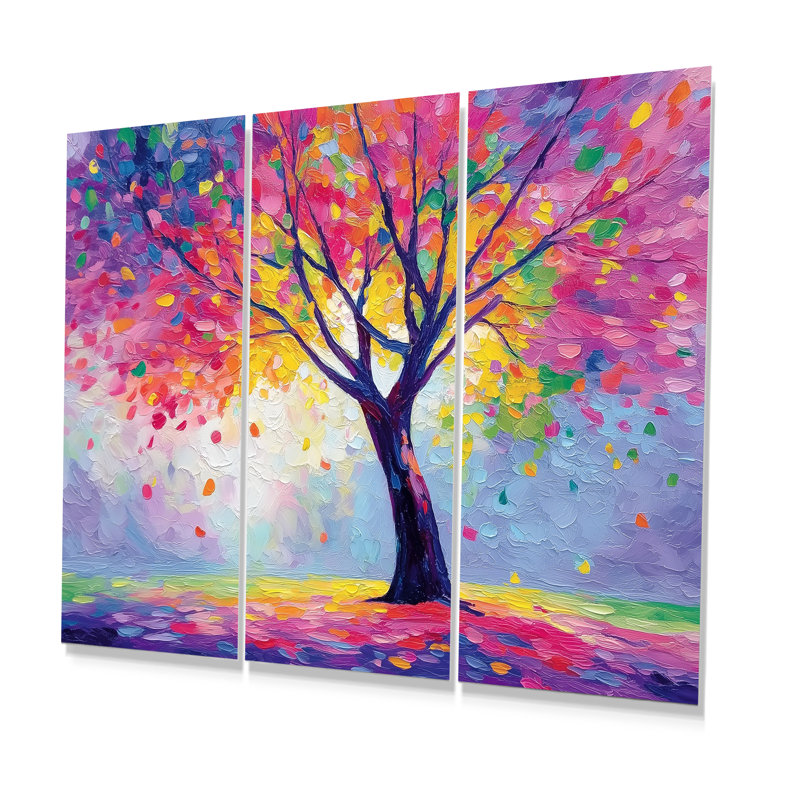 «Vibrant Tree of Life Forest», ensemble de reproductions d'art mural grand arbre, H 32 po x l 48 po, Frameless Metal Print
