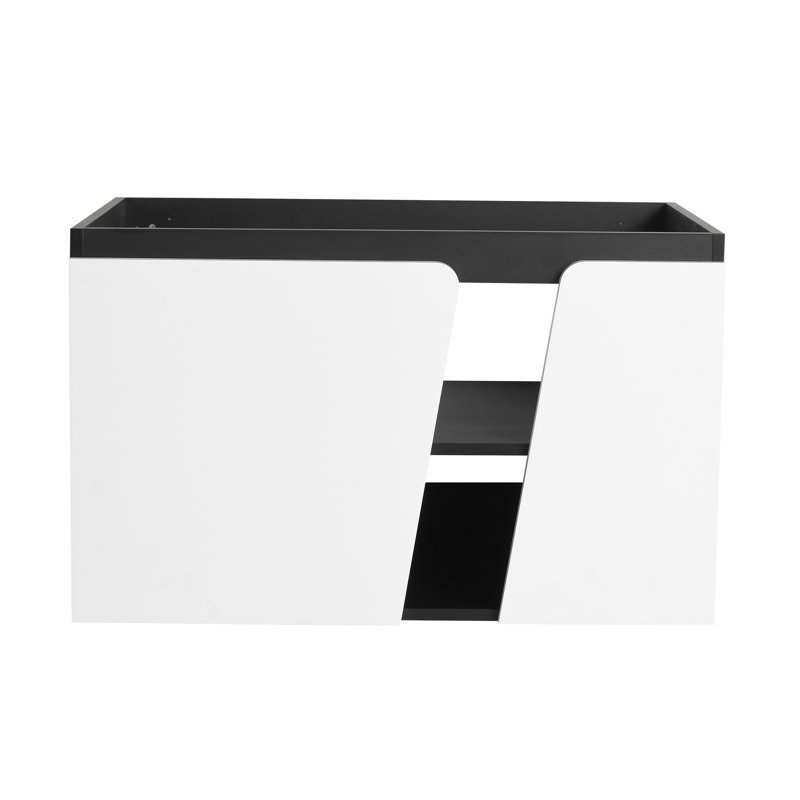 Meuble-lavabo 32 po, porte à fermeture douce, allure contemporaine, meuble-lavabo moderne blanc et noir 32 pi, fixation murale, fermeture douce et coloris