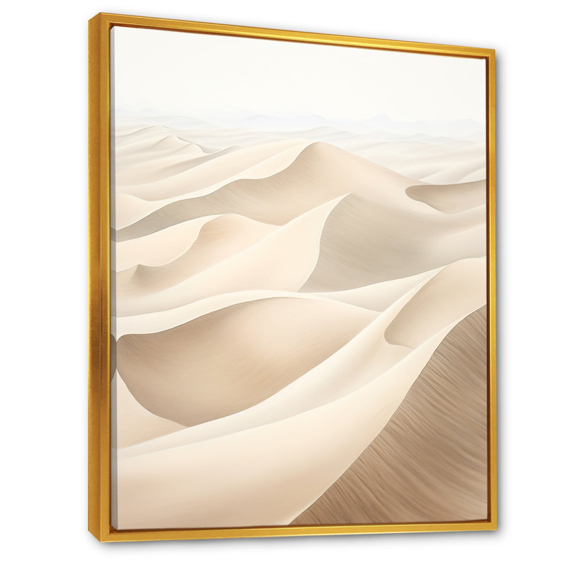 Reproduction d'art sur toile, "Saharas Silence" IV - Désert, Cadre flottant doré, H 32 po x l 16 po x P 1 po
