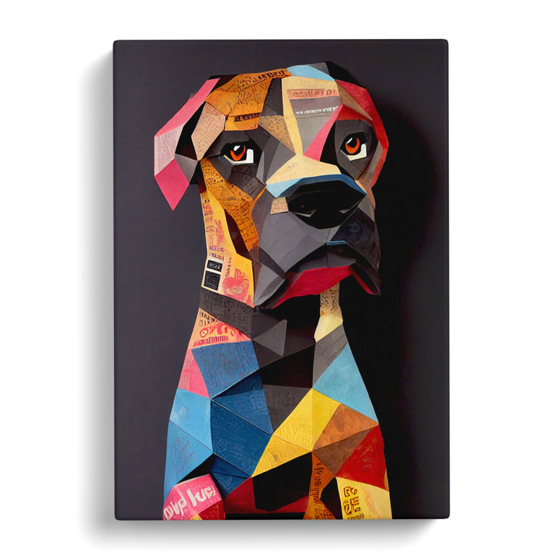 Boxer Dog Paper Mache Vol.2 - Wrapped Canvas, 50cm H x 35cm W x 3cm D
