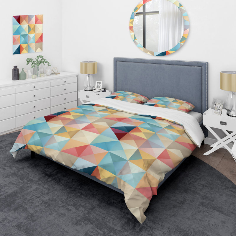 Ensemble de housse de couette géométrique Pastel Harmony III - Microfibre de polyester