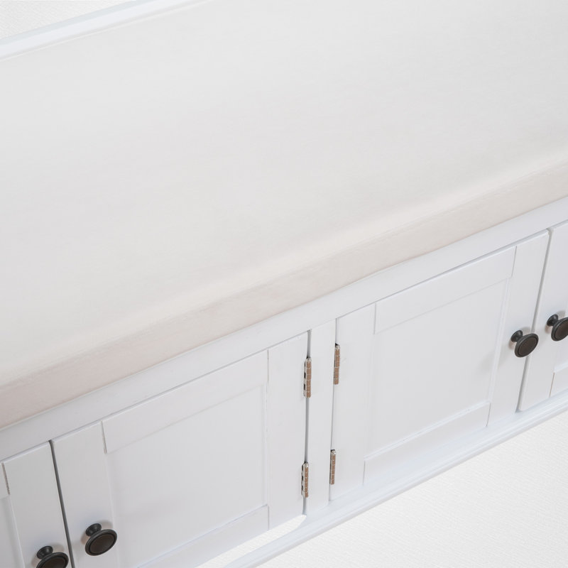 Upholstered Storage Bench, White