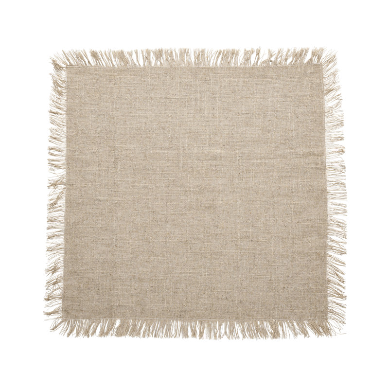 Fringe Linen Napkin, Natural/Silver