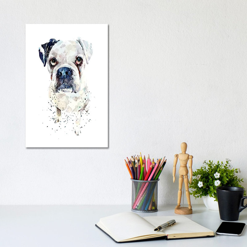 «White German Boxer II» par EdsWatercolours, impression sur toile tendue, H 12 po x l 8 po x P 0,75 po