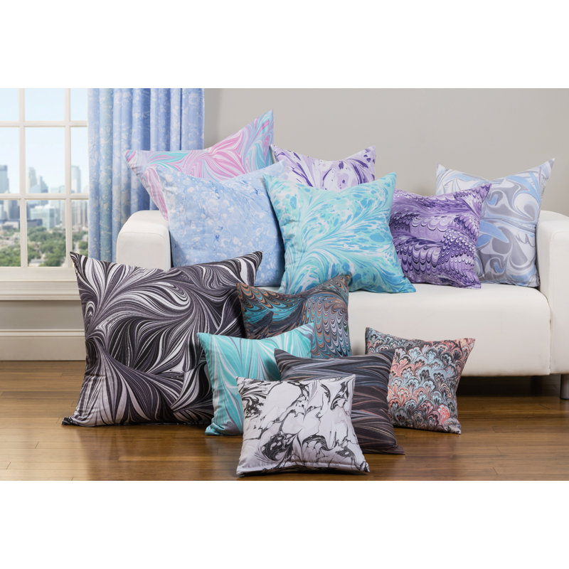 Aqua Blue and White 20" x 20" Polyester Throw Pillow