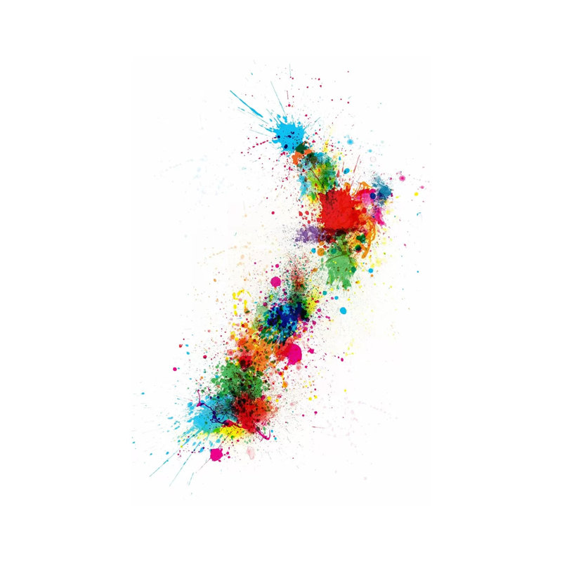 New Zeland Paint Splashes Map by Michael Tompsett - Wrapped Canvas Painting, 66.04 cm H x 45.72 cm W
