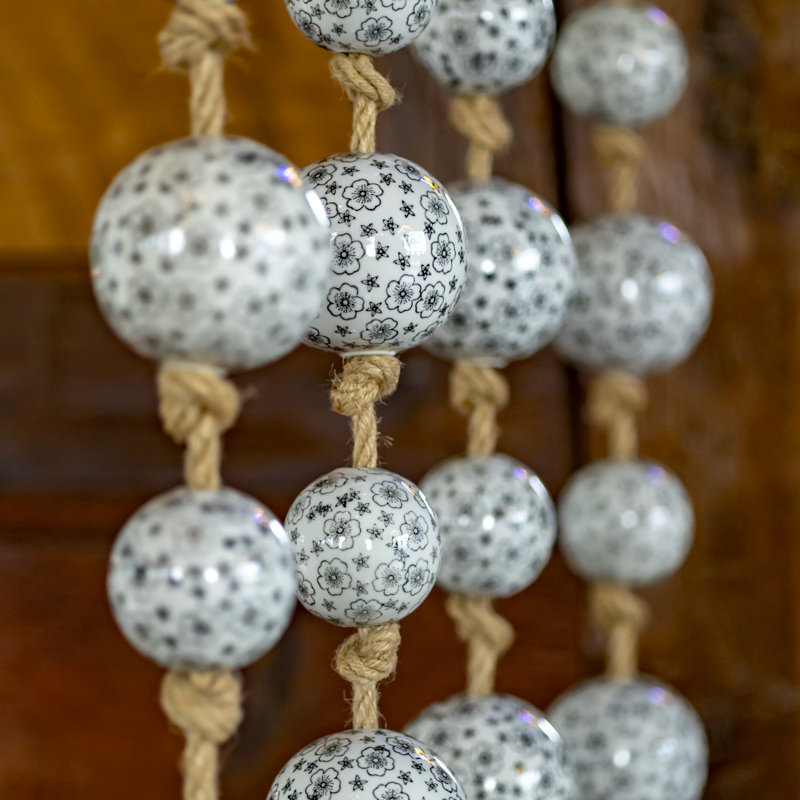 Suspension murale boule en porcelaine Tsugo, Blanc / gris / noir