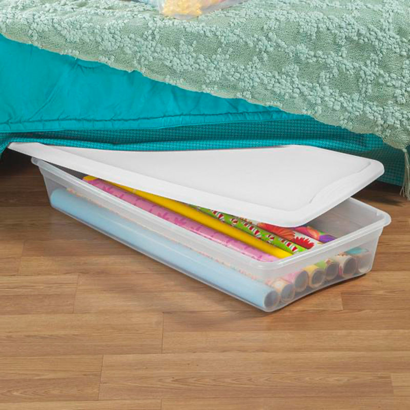 Bac empilable avec couvercle en plastique, boîte de rangement Sterilite